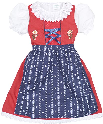 Schrammel Kinderdirndl Kindertrachten (122-128, Andaurot-Blau)