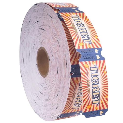 Wonninek 1000 Stück Raffle Tickets Hochwertige Eintrittskarten Karnevalstickets Mit Fortlaufender Nummerierung Tombola Tickets Wertmarken Rollen für Türpreise Veranstaltungen Schulkarnevale