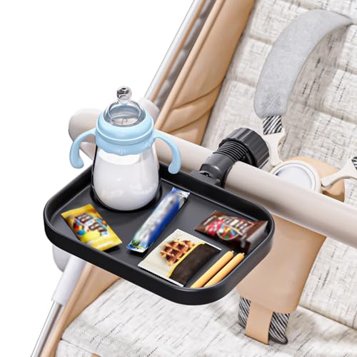 KDD Universal Getränkehalter Kinderwagen Tablett, 2-in-1 Kinderwagen Snack Tray & Kinderwagen Organizer mit Becherhalter Kinderwagen Zubehör für Buggy Uppababy Baby Jogger BOB Einkaufswagen