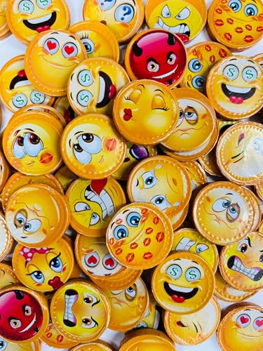 OYOY Emoji Schokolade Set mit 255g Smiley Schokotaler I ca. 39 Schokoladentaler aus Milchschokolade I Gastgeschenke Schokolade I Emoji Mitgebsel Kindergeburtstag