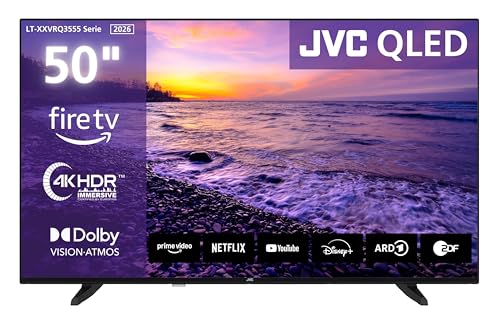 JVC Fernseher 50 Zoll Fire TV 4K QLED Smart TV mit Dolby Vision HDR, Dolby Atmos, Alexa Sprachsteuerung und Triple Tuner, UHD Fernseher LT-50VRQ3555 (2026)