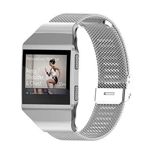 Gheper Metallband Kompatibel mit Fitbit Ionic Mesh Woven Edelstahl Smartwatch Armband Armbänder Ersatzarmband