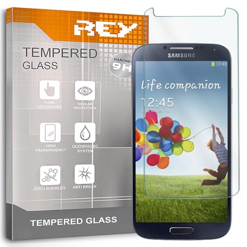 REY Bildschirmschutz aus gehärtetem Glas für Samsung Galaxy S4, Schutzfolie, Displayschutzfolie 9H+ Härte, Anti-Kratzen-Öl-Bläschen
