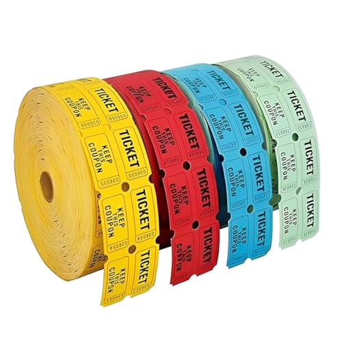 Nummerierte Tombola, 4 Rolle 400 Stück nummerierte Tombola-Tickets Einzel-Ticket-Rolle für Party-Event, Preisbelohnung, Spendenaktion, Karneval