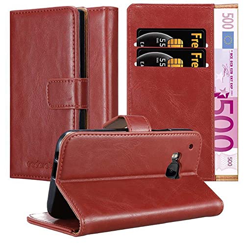Cadorabo Hülle kompatibel mit HTC ONE M9 aus Premium Kunst Leder Flip Klappbare Stoßfeste Magnetische [Standfunktion] [Kartenfächern] Cover Hülle für HTC ONE M9 Tasche in Rot