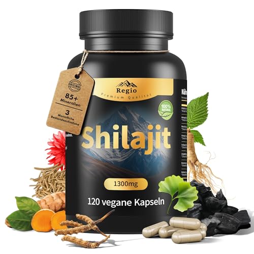 Original Shilajit Kapseln: Natürliches Himalaya Bio Harz Extrakt, 100% Reines Shilajit als Nahrungsergänzungsmittel für Energie, Vitalität Wohlbefinden - In Europa geboren (1300mg (120 tablets))