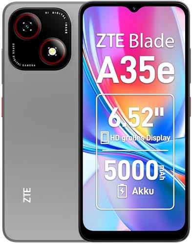 ZTE Blade A35e, Android-Handy，Smartphone ohne Vertrag: 2GB+64GB Speicher, Silvery Gray, 5000 mAh Batterie & 6.52