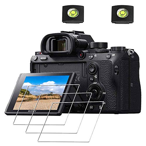ULBTER Displayschutzfolie Schutzfolie für Sony Alpha A7R III/A7R II/A7 III/A7 II/A77 II/A7S II/A99 II /A9 Kamera & Blitzschuh-Abdeckung, 0,3 mm 9H Härte gehärtetes Glas -3 Stück