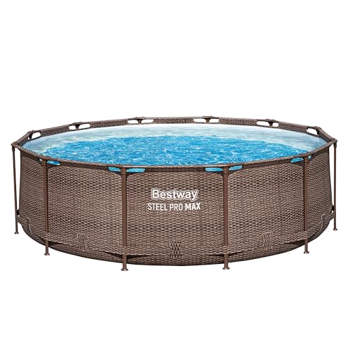 Bestway Steel Pro MAX Solo Pool ohne Zubehör 366 x 100 cm, Rattan-Optik (Schokobraun), rund