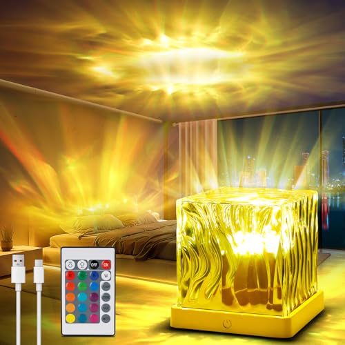 TRUMPETS Sternenhimmel Projektor, USB Wiederaufladbarer Polarlicht Lampe, Nordlicht Lampe mit 16 RGB Farben, Aurora Projektor mit Fernbedienung für Zimmer Deko Erwachsene Kinder