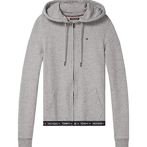 Tommy Hilfiger Damen Hoodie mit Reißverschluss Zipper, Grau (Grey Heather), S
