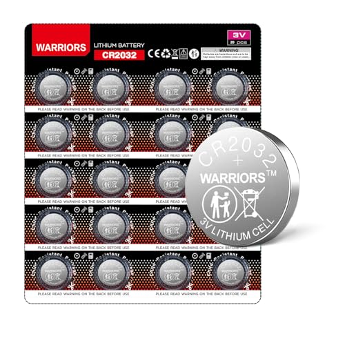 Warriors 20X 2032 Batterie Knopfzellen CR2032 Batterien 3V, Kapazität 240 mAh, kindersichere Verpackung, für den Einsatz in Schlüsselanhängern, Waagen, medizinischen Geräten (20X)
