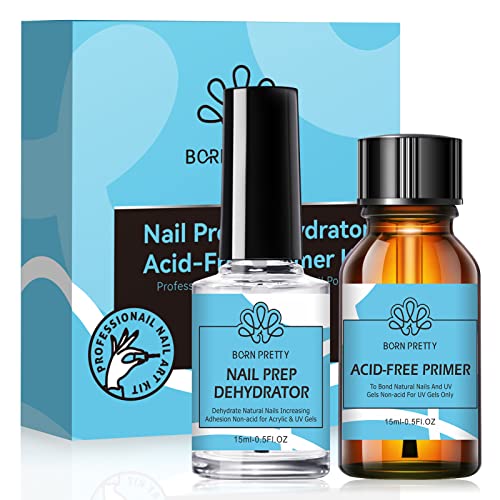 Born Pretty Primer für Gelnägel Dehydrator für Nägel - 15ML Primer Nägel Acrylic Acid Free Nail Prep Natural Dehydrate Bond Haftvermittler Gelnägel Dip Powder Acrylnägel Nagellack