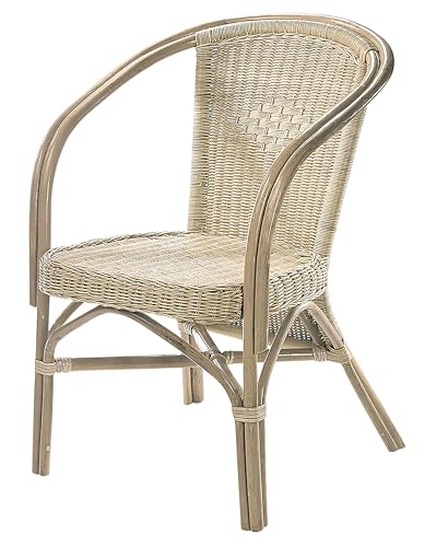 Kobolo Rattansessel Valencia Korbsessel Korbstuhl mit Armlehne - Natur