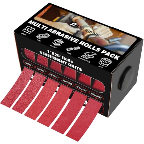6 Rollen Schleifpapier Rolle, 25mm x 6 m Schleifleinen 80/120/240/320/400/600 körnung Schmirgelleinen Rolle, Schmirgelpapier für Holz, Metall, Möbel, Farbe, Trockenbau
