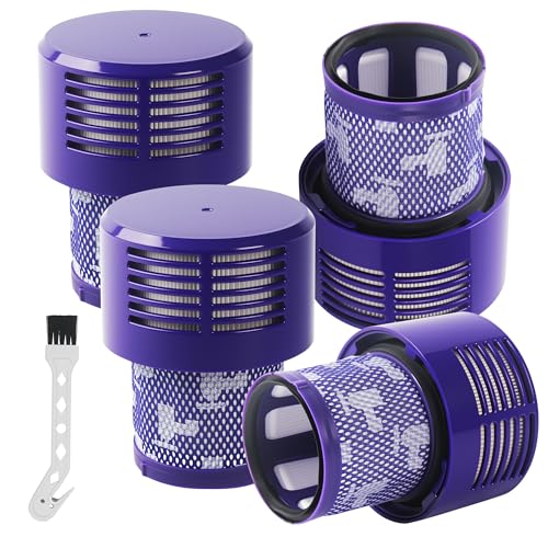 4er Pack Filter mit Reinigungsbürste, Geeignet für Dyson V10, Cyclone Series, Absolute, V10 Animal, V10 Total Clean, SV12,Waschbar Ersatzfilter Zubehör