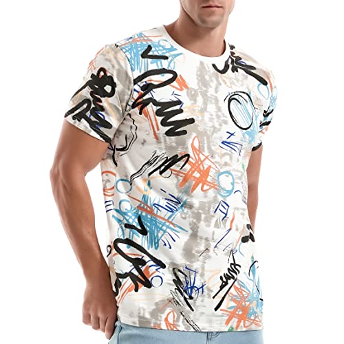 RONOMO Herren-T-Shirt mit modischem Print, Freizeit-Shirt, S
