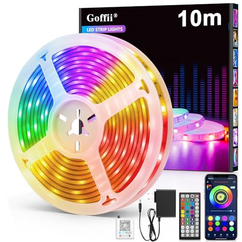 LED Strip 10m, LED Streifen Bluetooth RGB Led Band Selbstklebend mit Fernbedienung und APP. Musik Sync, Timer-Einstellung Dimmbar Led Stripes Lichterkette für Zimmer Partei deko