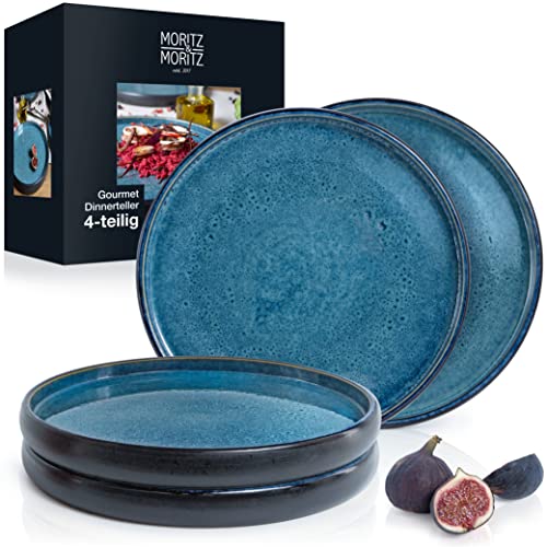 Moritz & Moritz SOLID 4x Speiseteller 26 cm - Steinzeug Teller Set - Geschirr Set zum Servieren