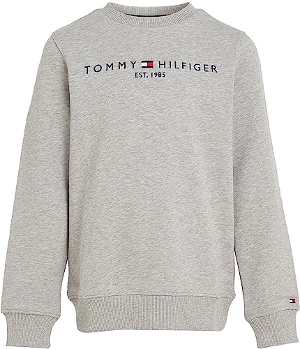 Tommy Hilfiger Kinder Unisex Sweatshirt Essential ohne Kapuze, Grau (Light Grey Heather), 14 Jahre