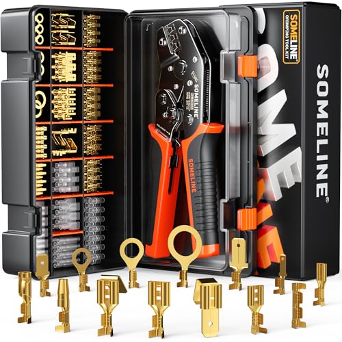 SOMELINE Crimpzangen Set, 14 Arten [0,25-2,5mm²] Flachsteckhülsen Set, Flachsteckhülsenzange, Spade Steckverbinder Krimpzange, Crimpzangen Tool, Crimp Zange, Crimpwerkzeug, Crimp Tool, Presszange
