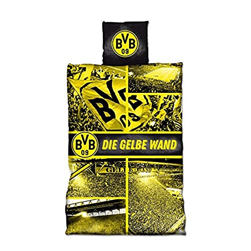 Borussia Dortmund, BVB-Biber-Bettw?sche Gelbe Wand, Gelb, 135x200cm
