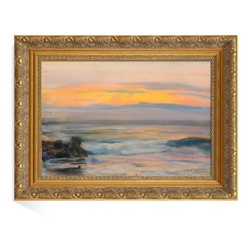 FOLKOR Massivholz Leinwandrahmen für 60x80cm Vintage Wandkunst, 6cm DIY Plein Air Barocker Rahmen für französische Stillleben, ohne Glas und Rückwand, Flur Dekor (Gold)