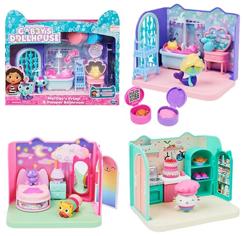 Gabby‘s Dollhouse Deluxe Raum, Zimmer mit Katzen Figur, Möbelstücke und 2 Überraschungsboxen mit thematischen Zubehörteilen, geeignet für Kinder ab 3 Jahren, sortiert, keine Auswahl