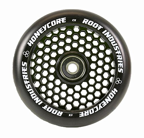 Root Industrie Air Honeycore 110mm Stunt-Scooter Rolle + Fantic26 Sticker (Schwarz/Pu Schwarz)
