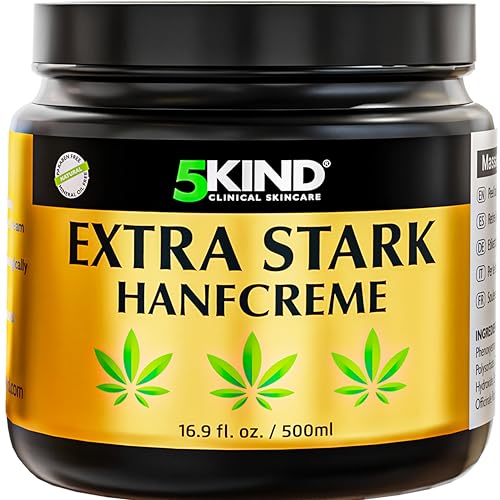 5kind Extra Starke Hanfcreme 500ml - Hochkonzentriertes Hanföl und Arnika-Creme - zur Massage von Gelenken & Muskeln, unterem Rücken, Knien, Nacken & Schultern - Reich an natürlichen Extrakten