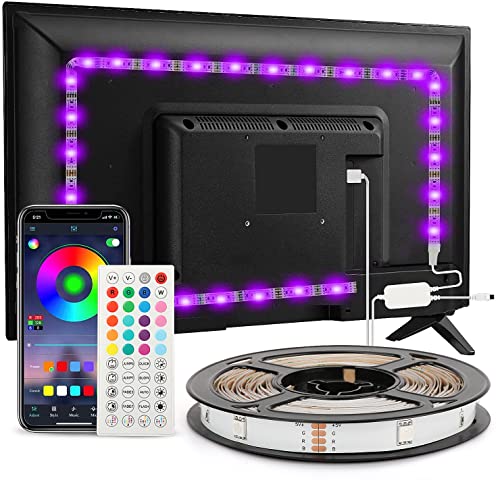 Enteenly LED Strip 3m, LED TV Hintergrundbeleuchtung geeignet für 40-55 Zoll Fernseher und PC, App-Steuerung und Fernbedienung, RGB, USB-Betrieb