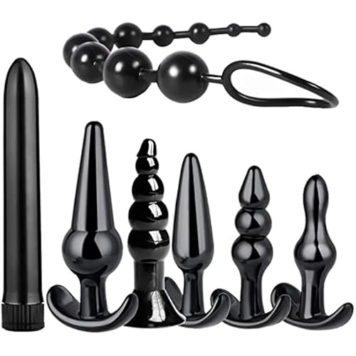 ZeeKoug 7-Piece Set of Black Silicone Fitness Massage Accessories, Home Hip Training Accessories, Silicone Stretching Tool Set, Couple Gift