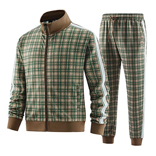 W JIANWANG Trainingsanzug Herren Fußball Traningsanzuganzug Sportanzug Freizeitanzug Sport Jogging Anzug Für Männer Trainingsanzüge Fussball Laufanzug Jogginganzug Set Grün 2601 XL