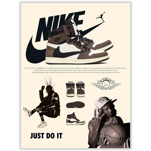 CREAARO Poster Hypebeast Sneaker, ungerahmt, Schuh-Poster für Jungen, Herrenzimmer, AJ-Travis Scott, Wandkunstgemälde, 30,5 x 40,6 cm