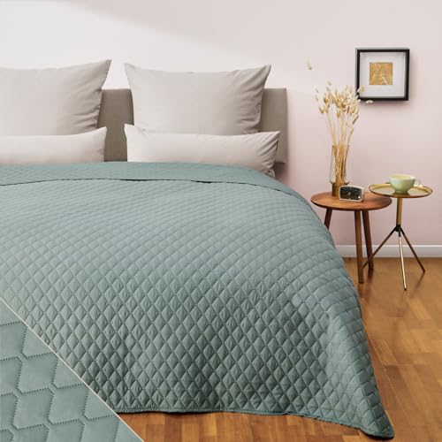 Blumtal Gesteppte Tagesdecke 170 x 210 cm - Einzelbett-Tagesdecke zertifiziert OEKO-TEX - leichte Steppdecke für Einzelbetten von 90 x 200 cm - Steppdecke für Einzelbett - leichte Decke für Einzelbett