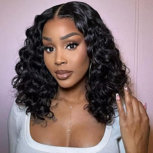 Echthaar Perücke 4x4 HD water Wave Lace Front Wig Human Hair Brasilianisches Echthaar Perücke Schwarz Frauen Virgin Human Hair Wigs for black women 180% Density 12 Zoll