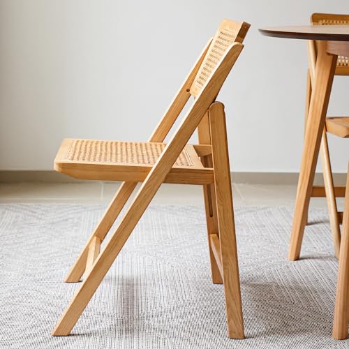 LIMHOME | FSC® Klappstuhl aus Holz und Wiener Geflecht/Holzstuhl mit Rattan/Holzklappstuhl für Esszimmer/Campingstuhl| Natural Farbe