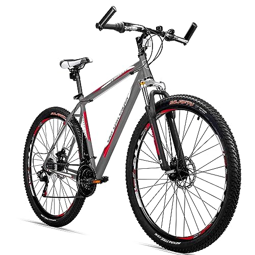 Bergsteiger Detroit 29 Zoll Mountainbike, geeignet ab 170 cm, Scheibenbremse, 21 Gang-Schaltung, Gabel-Federung mit Lockout-Funktion, Jungen-Fahrrad & Herren-Fahrrad