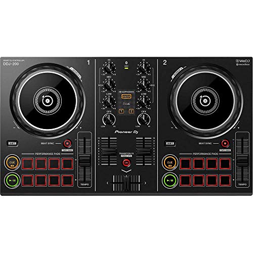 Pioneer DDJ-200 - Bluetooth Einsteiger-Controller für DJ, nutzbar mit Smartphone, Schwarz (erneuert)