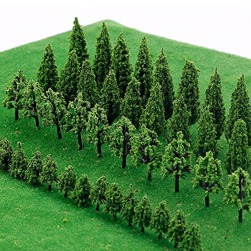 IWILCS 50 Stück Modell Bäume Miniatur, Zug Bäume Eisenbahn Landschaft Diorama Baum Architektur Bäume, Modell Bäume für DIY Landschaft, Mini Landschaft Landschaftsgestaltung