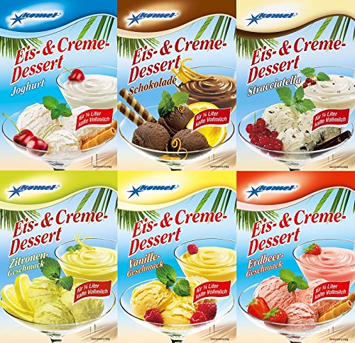 Eis pulver (0,41 Kg - 21,44€/Kg) fuer Mixer oder Eismaschiene, Milch eis, Softeis, Speiseeis 6 er Startset