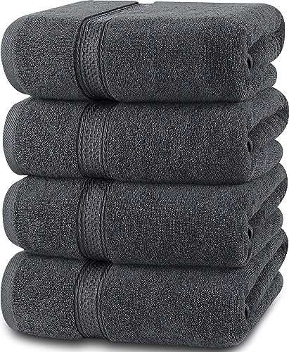 Utopia Towels - 4er-Pack Badetücher Set Premium 100% ringgesponnene Baumwolle 69 x 137 cm Handtücher, sehr saugfähig, weiches Gefühl Duschtücher (Grau)