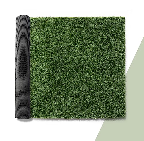 Paco Home Kunstrasen für Garten Balkon Terrasse Rasenteppich Indoor Outdoor Teppich Natürlich Weich Natur Optik Waschbar, Model:25mm, Größe:100x100cm