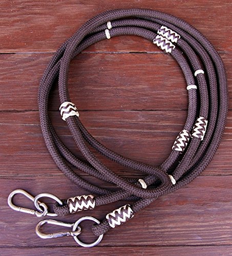 Barefoot Seneca geschlossene Zügel – 3,50 m – Robustes Polypropylen mit Baumwollkern – zweifarbige Rohhaut-Flechtung & Schnellwechsel‑Snap‑Haken
