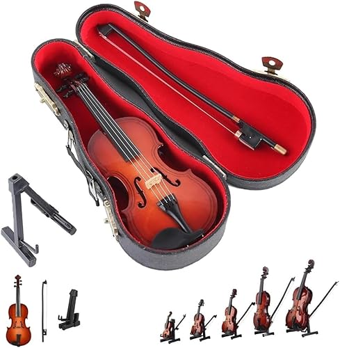 Miniatur Violine Modell, Winzige Geige, Kleine Geige, Kleine Geige Mit Holz Violine Spielzeug, Kleines Geigenspielzeug,Mini Musikinstrument Modell, Mit Koffer(Size:8cm)