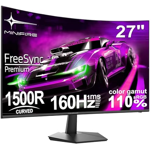 Minifire 27 Zoll Curved Gaming Monitor - 160Hz, FHD(1920x1080), VA 1500R, 1ms GtG, sRGB 110%, HDR, Adapive Sync, Blaulichtfilter, VESA 100 * 100, HDMI 2.0/DP 1.2 mit HDMI-Kabel (MFG27C1L)