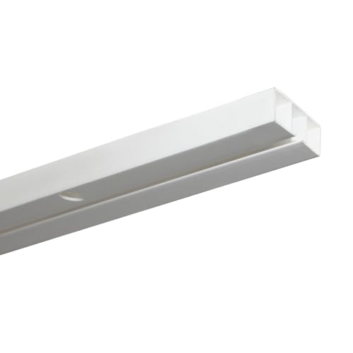 GARDINIA Vorhangschiene, Gebohrt für Deckenmontage, 1-läufige Gardinenschiene, Slim Line, Kunststoff, 210 cm, Weiß