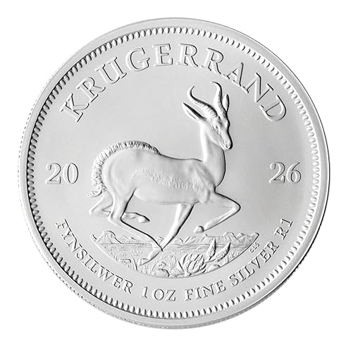 Silbermünze 1 oz Krügerrand | Aktueller Jahrgang | Feinsilber 999 | In Münzkapsel & schwarzem Etui | Inkl. Grußkarte | Geschenk & Sammlermünze