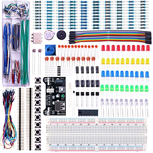 ELEGOO Überarbeitetes Elektronik Lernset Spaßset Stromversorgungsmodul Jumperkabel Potentiometer Breadboard Komponente Sortiment für Arduino