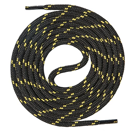 Mount Swiss runde Premium-Schnürsenkel für Arbeitsschuhe, Wanderschuhe und Trekkingschuhe - Polyester - ø 4,5 mm - sehr reißfest - Farbe Schwarz-Gelb Länge 90cm